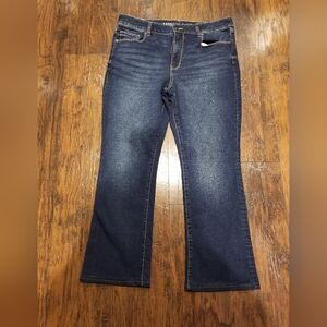 American Eagle High Rise Skinny Kick Jeans Size 14 short Dark Wash New Condition